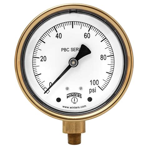 Winters Pbc Series Forged Brass Single Scale Pressure Gauge 0 100 Psi