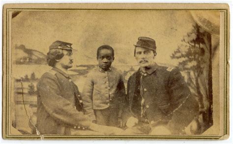 Lot Civil War Soldiers And Young Freed Slave Contraband Cdv
