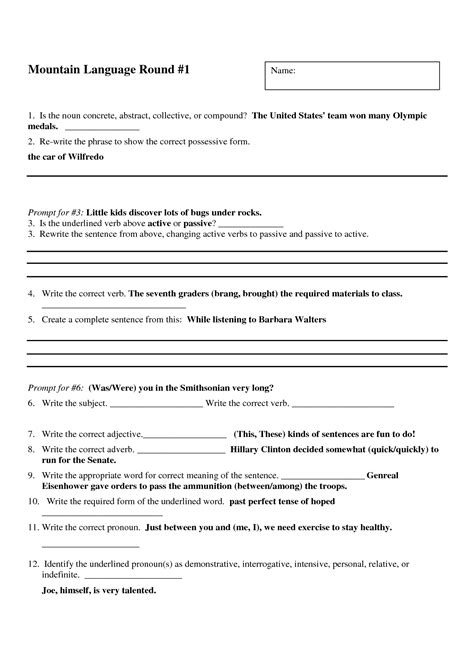 17 7th Grade Grammar Printable Worksheets