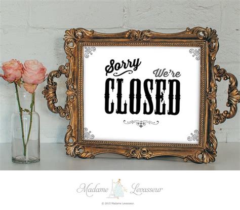 Sorry Were Closed Printable Sign Instant Download Closed