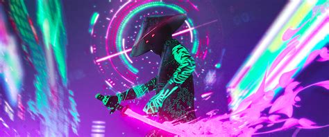 Neon Cyberpunk Samurai Pc And Phone Wallpaper Hd