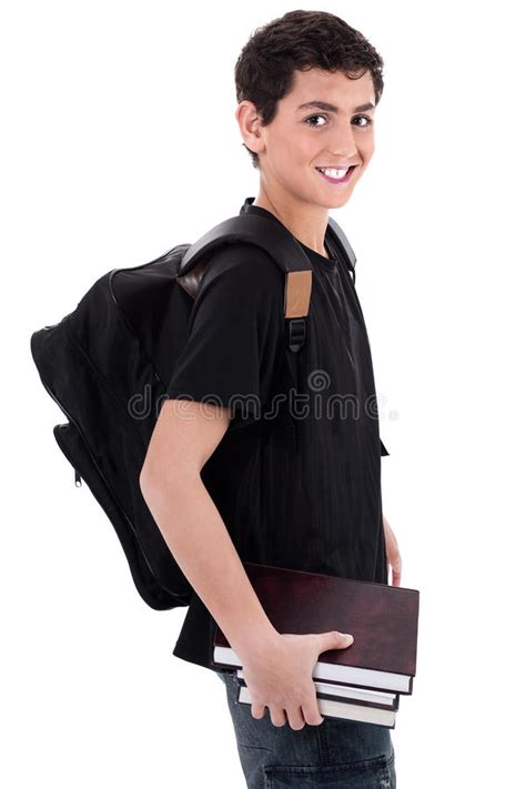 The model has no face — pretty eyes, or bright red lips were clearly not a priority at the time. Side Pose Of Handsome Teenager Boy Student Stock Photo ...