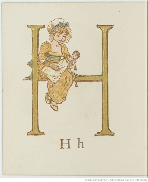 The Letter H Has An Image Of A Woman Holding A Bird On Its Back