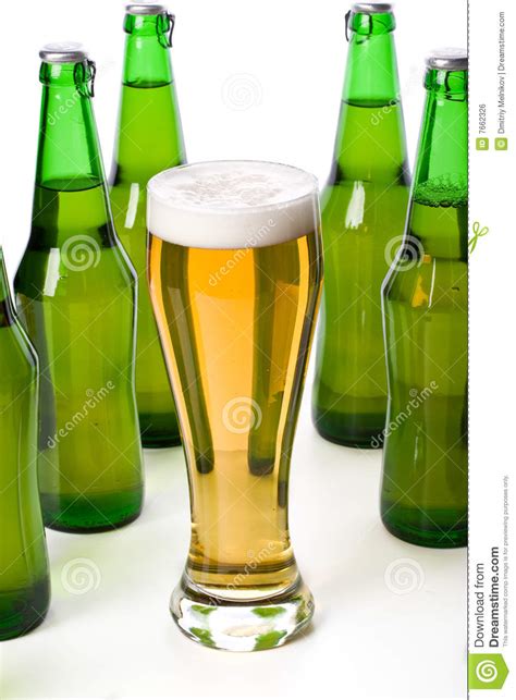 Glass And Bottle Of Beer Stock Photo Image Of Beer Gold 7662326