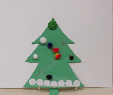 Construction Paper Christmas Tree Made With Pom Poms Paper Christmas
