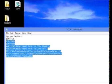 Copy Rename Move Create Delete Folders And Files VBScript Video 3