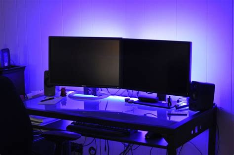 See more ideas about computer table, desk, table. LED Gaming DESK lights ____ new 2016 __ dual monitor stand lighting | eBay