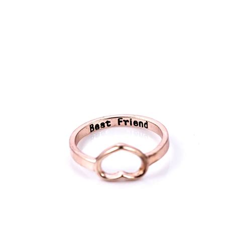 Lettering Women Love Heart Best Friend Alphabet Ring Promise Jewelry Friendship Rings Bands In