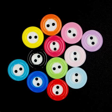 100pcs Resin Buttons 2 Holes Round Colorful Broadside Button