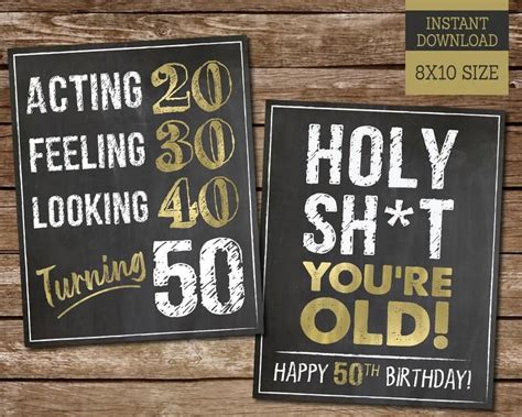 50th Birthday Sign Pack 50th Birthday Party Printable Signs Cheers To