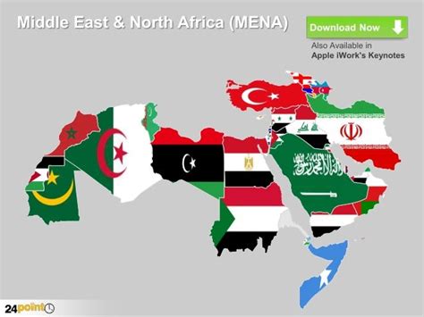 Map Of Middle East And North Africa Mena Editable Powerpoint Slid