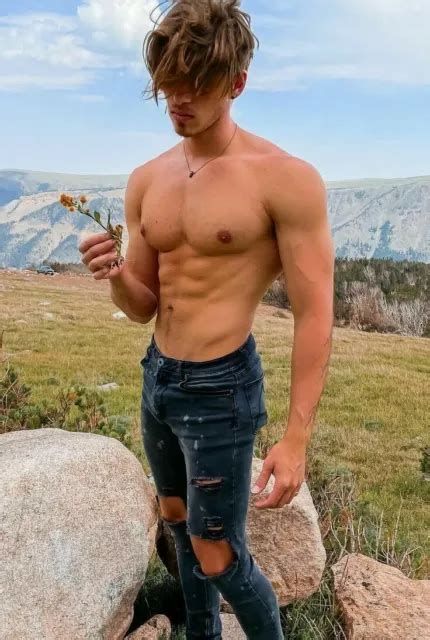 shirtless male muscular jock ripped jeans outdoors man beefcake photo 4x6 b1493 4 49 picclick