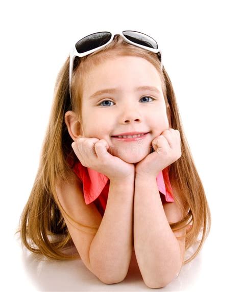 Portrait Of Smiling Cute Little Girl Isolated Stock Image Image Of