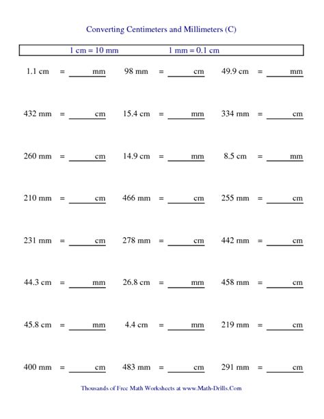 Measurement Conversion Worksheet Grade 4