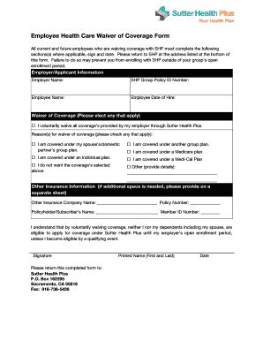 Eligible small employers use form 8941 to figure the credit for small employer health insurance premiums for tax years beginning after 2009. Printable employee health insurance waiver form - Edit ...