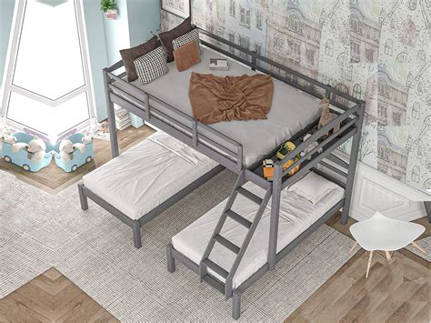 Wooden Triple Bunk Bed Plans Full Over 2 Twin Bunk Bed For Etsy Australia