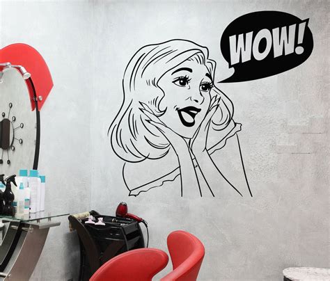 Vinyl Wall Decal Wow Beauty Salon Woman Girl Fashion Retro Stickers Un