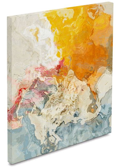 Abstract Art Stretched Canvas Print 30x30 To 36x36 In Orange Etsy