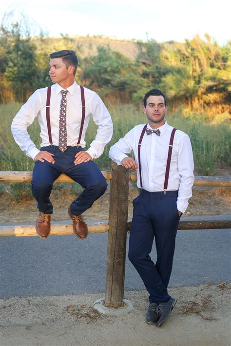 Marsala Burgundy Floral Bow Tie And Wine Suspenders Set Etsy