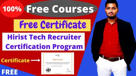 Hirist Free Tech Recruiter Certification Program With Free Certificate