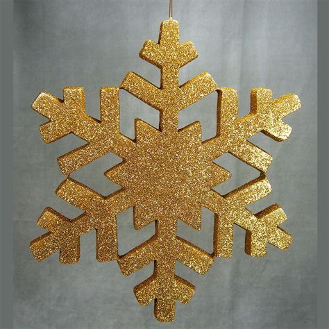 1 Pc 15 Inch Hanging Snowflake For Winter And Christmas Decor Gold