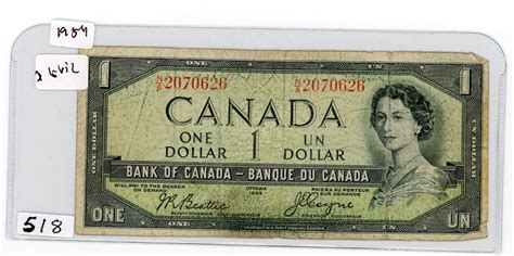 1 Dollar Bill Canada 1954 Schmalz Auctions