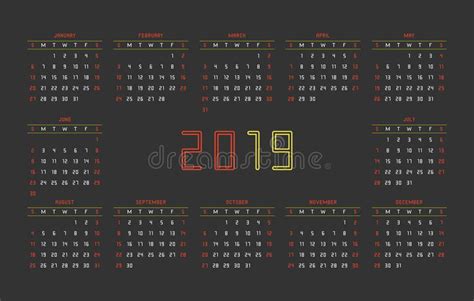 2019 Calendar Vector Illustration Stock Vector Illustration Of April