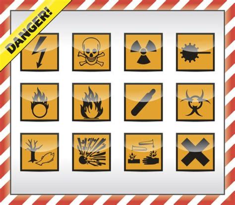 Lab safety symbols warn of specific hazards, such as flames or broken glass. Pin by Pauleen So on hazard warning signs | Lab safety ...