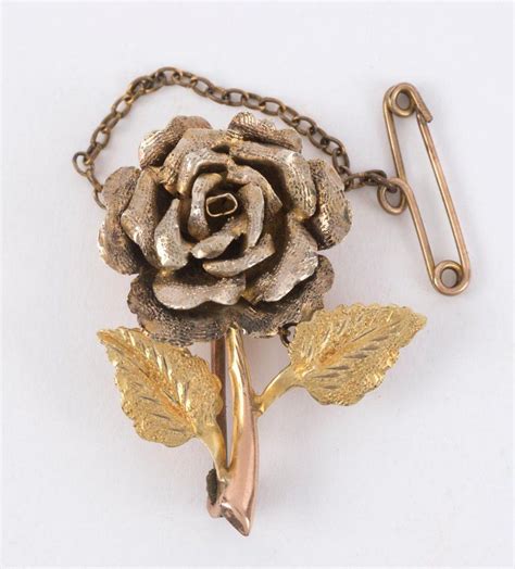 9ct Gold Rose Brooch Mid 20th Century Brooches Jewellery