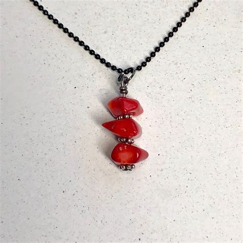 Natural Red Coral Gemstone Necklace For Women Mens Necklace Etsy