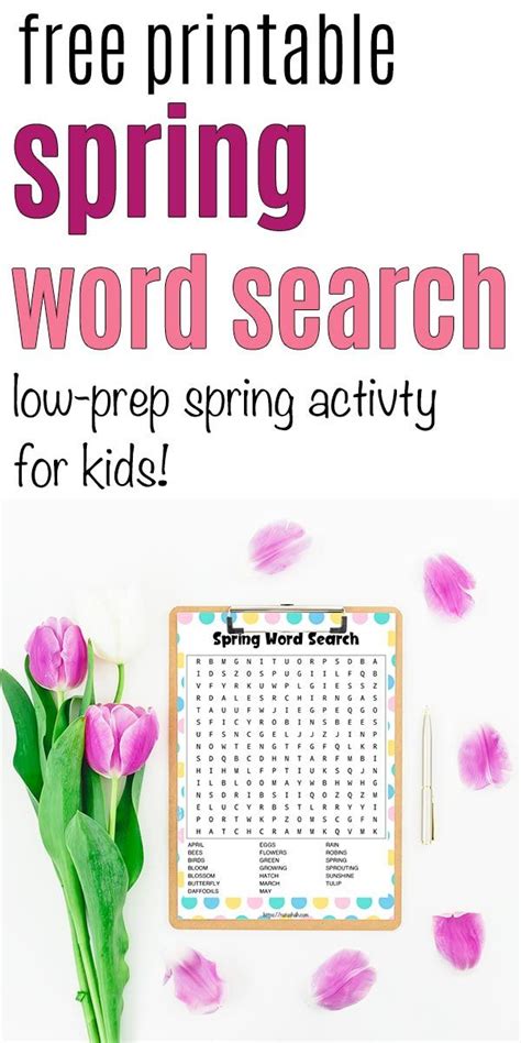 Free Spring Word Search Printable Cute Color And Ink Saving Black And