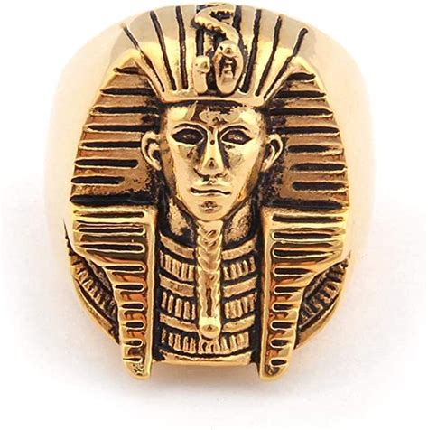 Warvik Egypt Pharaoh Signet Ring Vintage Power Luxury Gold Color