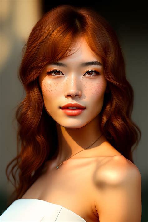 lexica 1girl skinny sexy red blush light freckles shaded face looking away fang full