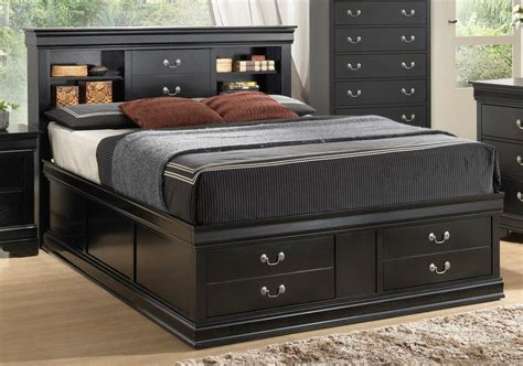 Enjoy free shipping with your order! BLACK KING HEADBOARD & FOOTBOARD BOOKCASE STORAGE BED ...