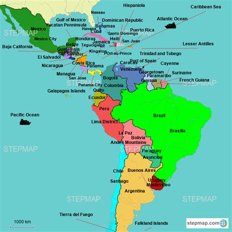 Stepmap Latin America Map Landkarte Für World