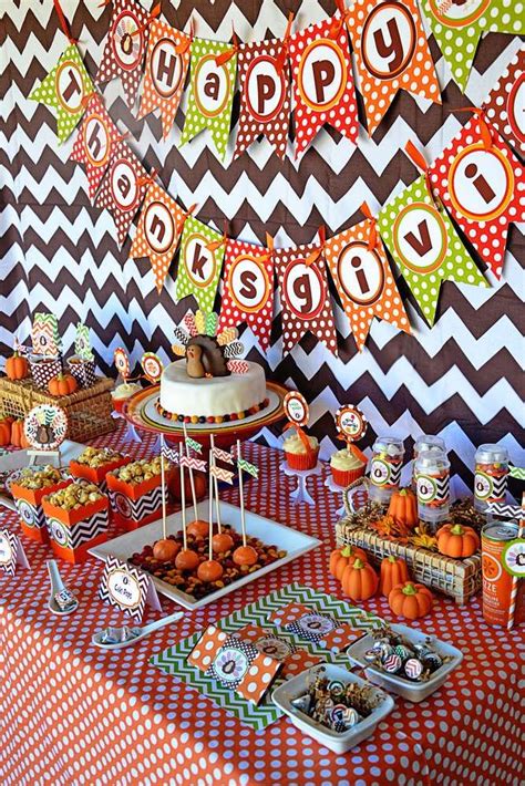 Colorful Chevronpolkadots Thanksgivingfall Party Ideas Photo 4 Of