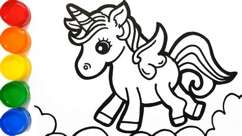 Imagen Para Colorear De Unicornio Con Arcoiris - imagen para colorear