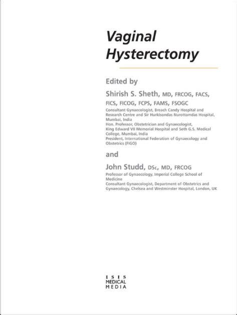 Vaginal Hysterectomy By Shirish S Sheth Ebook Barnes And Noble