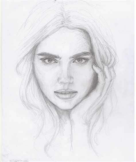Sketch Of Womans Face At Explore Collection Of