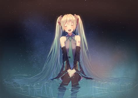 Anime Anime Girls Floating Legs Flying Closed Eyes Vocaloid