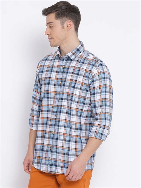 Buy Blue Slim Fit Checkered Casual Shirt For Men Online At Best Price Richlook