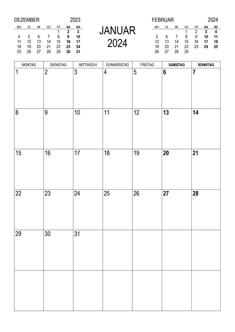 Kalender Januar 2024 Kalendersu