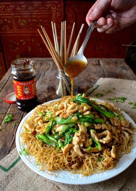 When frying for the first time, the chicken coating will lose its crispiness quickly fry the wings in small batches for 5 minutes and remove to a sheet pan lined with paper towels. Chicken Pan-Fried Noodles (Gai See Chow Mein) | Recipe ...