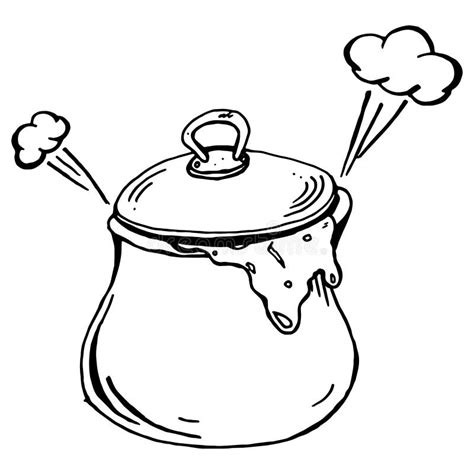 Soup Pot Vector Illustration Of A Pot Of Porridge Hand Drawn Kitchen