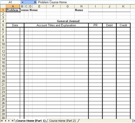 General Journal Template Excel New Accounting Journal Template Excel