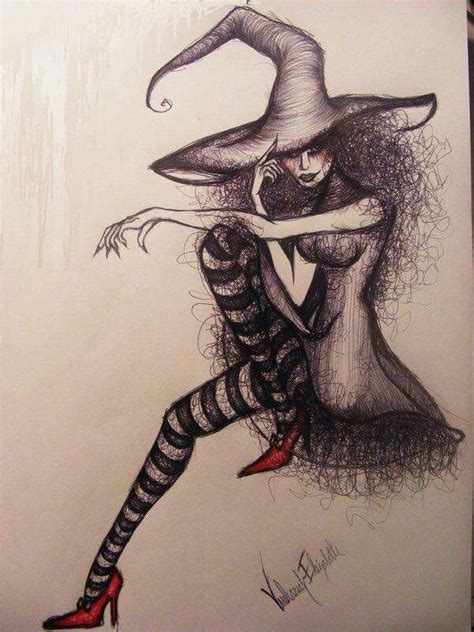 Witchy Witch Drawing Witch Painting Halloween Art