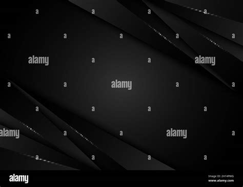 Abstract 3d Modern Black Stripes Layer With Light On Dark Background