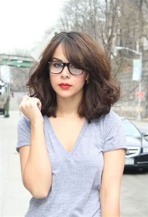 41 Beautiful Women Style For Bangs With Glasses Wavy Hairstyles Medium Long Hair Styles