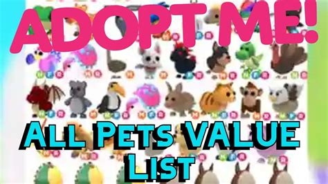 Pets Value List In Adopt Me FunZone ALL Pets Adopt Me Trading YouTube
