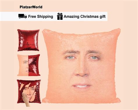 Nicolas Cage Pillow Nicolas Cage Face Funnyp468 Sequin Etsy